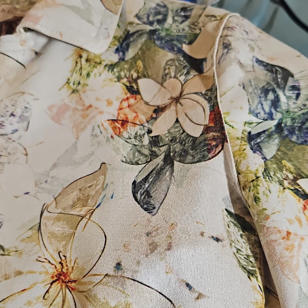 NWT Philosophy Republic Artistic Watercolor Floral Faux Suede Open Jacket Large - Picture 12 of 14